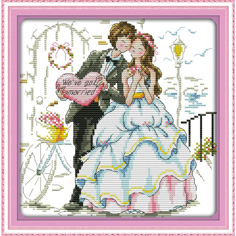 CROSSDECOR Printed Cross Stitch Kits 14CT 20x17 inch Stamped DMC Embroidery Patterns Needlepoint Kits, DIY Embroidery Starter Kitsfor Home Decor (Colorful House by The Water) - Image 1